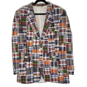 Jos. A. Bank Cotton Madras Patchwork Multicolor Blazer Two Button Made India 43L